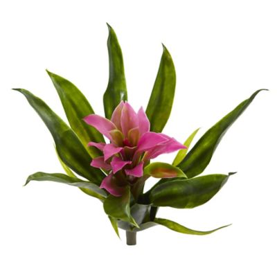 Nearly Natural 11 in. Purple Bromeliad Artificial Flower Stem Set, 6 pc.