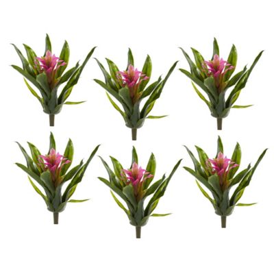 Image showing  11 in. Purple Bromeliad Artificial Flower Stem Set, 6 pc.