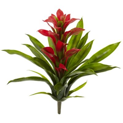 Image showing 1 th Nearly Natural 15 in. Red Bromeliad Artificial Flower Set, 4 pc.