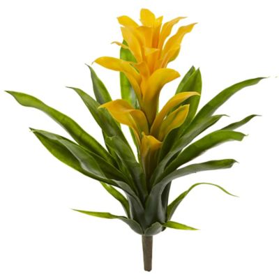 Image showing  15 in. Yellow Bromeliad Artificial Flower Set, 4 pc.