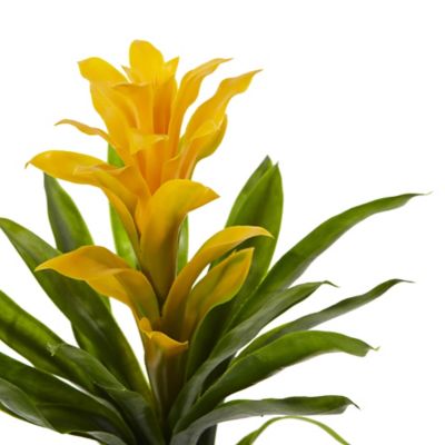 Image showing  15 in. Yellow Bromeliad Artificial Flower Set, 4 pc.