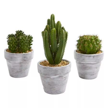 Nearly Natural 8" Cactus Artificial Plant Set 3 Piece Artificial Plants & Flowers