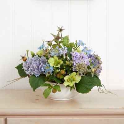 Image showing 3 th Nearly Natural 20 in. Artificial Hydrangea Centerpiece