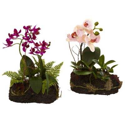 Nearly Natural 10 in. Orchid Island Silk Plant Set, 2 pc.