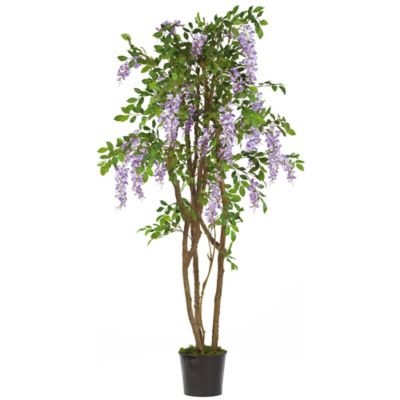 Nearly Natural 5 ft. Artificial Purple Silk Wisteria Tree