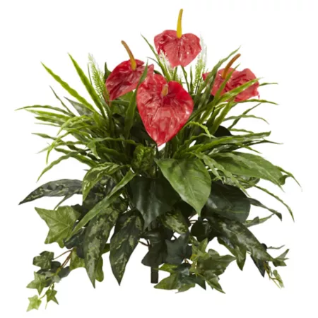 Nearly Natural 24 in Artificial mixed anthurium plant set 2 pieces. Artificial Plants & Flowers