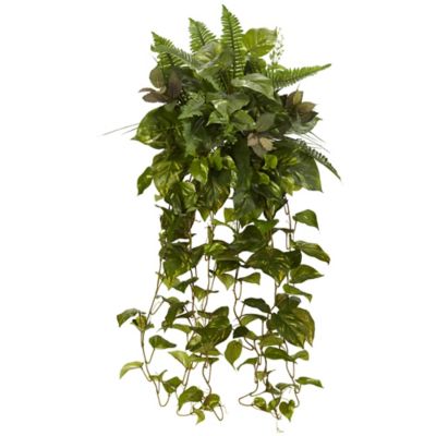 Nearly Natural 36 in. Mixed Greens Hanging Artificial Plant Set, 2 pc.