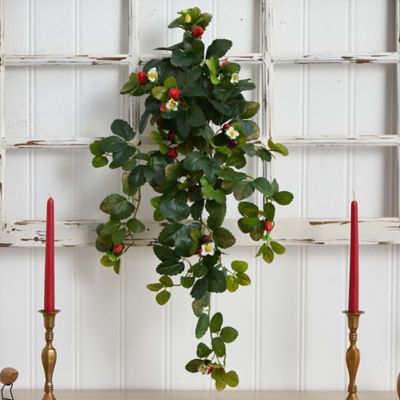 Image showing  31 in. Strawberry Hanging Bush with Berry Set, 2 pc.