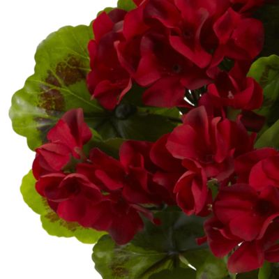 Image showing  13 in. Red UV-Resistant Indoor/Outdoor Artificial Geranium Bush Set, 4 pc.