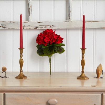 Image showing  13 in. Red UV-Resistant Indoor/Outdoor Artificial Geranium Bush Set, 4 pc.