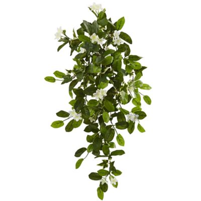 Nearly Natural 19 in. Mixed Stephanotis and Ivy Artificial Hanging Plant Set, 4 pc.