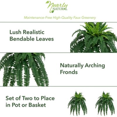 Image showing 5 th Nearly Natural 35 in. Boston Fern Artificial Plant Set, 2 pc.