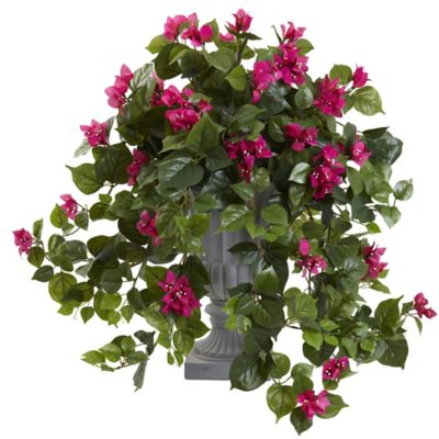 Nearly Natural 27 in. Bougainvillea Flowering Silk Plant with Decorative Urn, Beauty