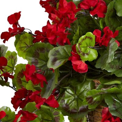 Image showing  Artificial Indoor/Outdoor UV-Resistant Geranium Hanging Basket