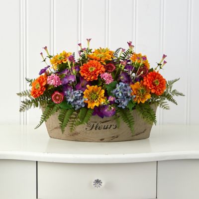 Image showing  18 in. Mixed Flowers Artificial Arrangement in Decorative Vase