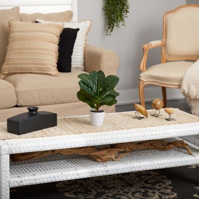Image showing  11 in. Real Touch Artificial Fiddle Leaf Plant in White Planter