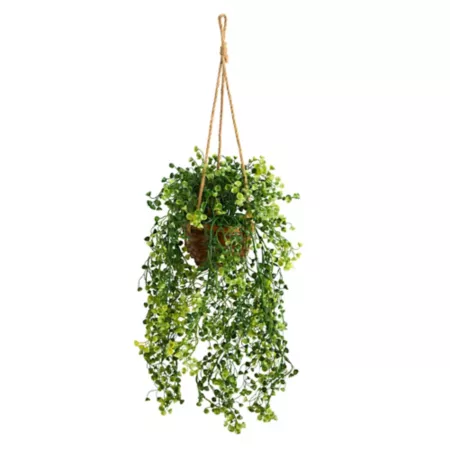 Nearly Natural 20" Artificial Baby Teardrop Plant in Hanging Basket Artificial Plants & Flowers