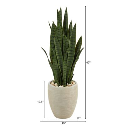 Image showing  40 in. Sansevieria Artificial Plant in Sand-Colored Planter