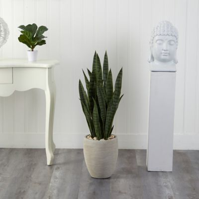 Image showing  40 in. Sansevieria Artificial Plant in Sand-Colored Planter