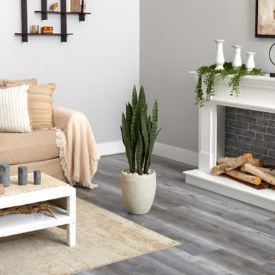 Image showing  40 in. Sansevieria Artificial Plant in Sand-Colored Planter