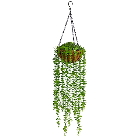 Nearly Natural 3 ft. Artificial Eucalyptus Plant in Hanging Basket