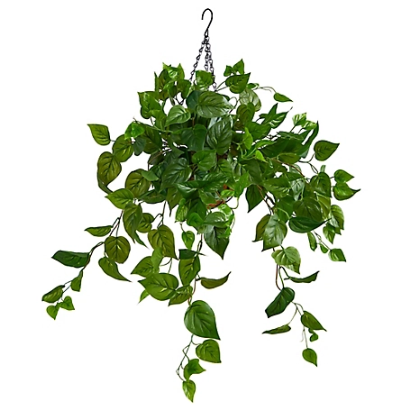 Nearly Natural 2.5 ft. Philodendron Artificial Plant in Hanging Basket
