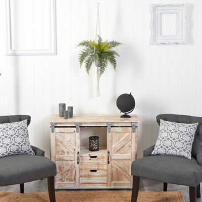 Image showing  25 in. Artificial Fern Hanging Plant in Decorative Basket