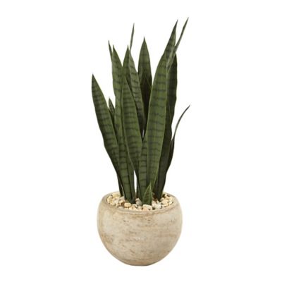 Nearly Natural 32 in. Sansevieria Artificial Plant in Sand Planter