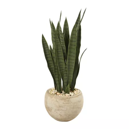 Nearly Natural 32" Artificial Sansevieria Plant in Sand Planter Artificial Plants & Flowers