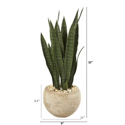 Image showing  32 in. Sansevieria Artificial Plant in Sand Planter