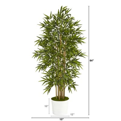 Image showing  64 in. Artificial Bamboo Tree in White Tin Planter