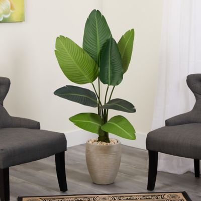 Image showing  50 in. Travelers Palm Artificial Tree in Sand-Colored Planter