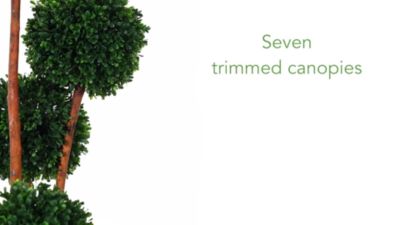 Image showing  6 ft. UV-Resistant Indoor/Outdoor Boxwood Ball Topiary Artificial Tree with Natural Trunk