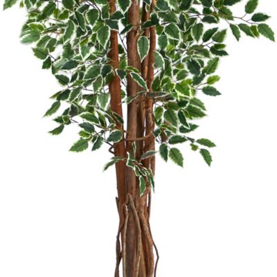 Image showing 2 th Nearly Natural 70 in. UV-Resistant Indoor/Outdoor Artificial Variegated Ficus Tree