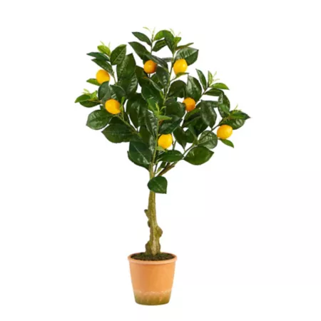 Nearly Natural 28" Artificial Lemon Tree in Decorative Pot Artificial Plants & Flowers