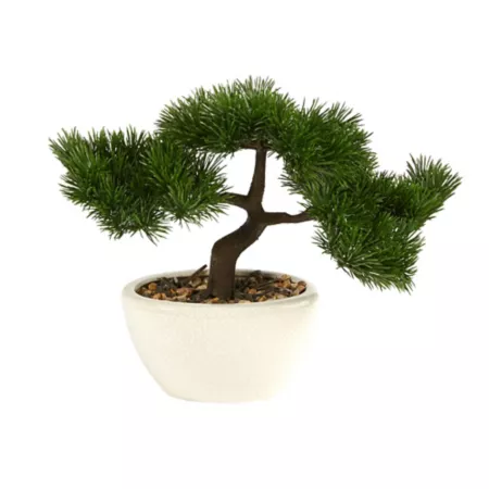 Nearly Natural 10 in Artificial Cedar Bonsai in Decorative Planter Artificial Plants & Flowers