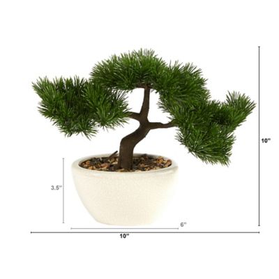 Image showing  10 in. Artificial Cedar Bonsai Tree in Decorative Planter