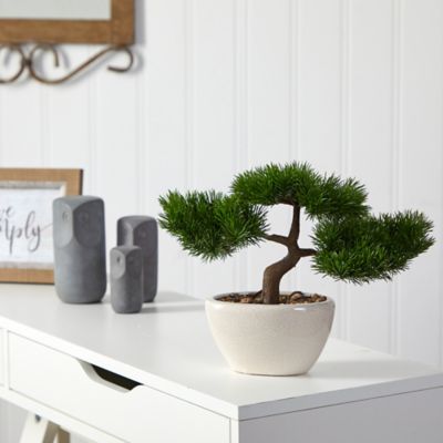 Image showing  10 in. Artificial Cedar Bonsai Tree in Decorative Planter