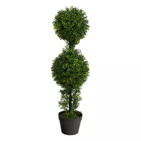 Nearly Natural 34'' Indoor/Outdoor Boxwood Double Ball Topiary Artificial Tree Artificial Plants & Flowers