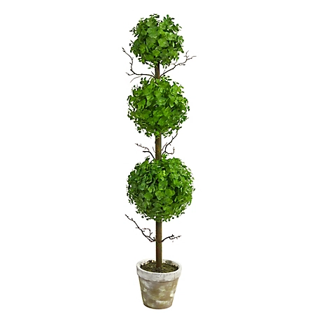 Nearly Natural 3 ft. Eucalyptus Triple Ball Topiary Artificial Tree