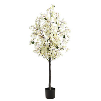 Nearly Natural 5 ft. White Bougainvillea Artificial Tree