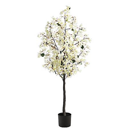 Nearly Natural 5 ft. White Bougainvillea Artificial Tree