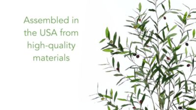 Image showing  70 in. Artificial Olive Tree in White Tin Planter