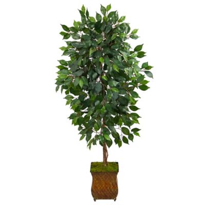 Nearly Natural 51 in. Artificial Ficus Tree in Metal Planter