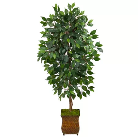 Nearly Natural 51" Artificial Ficus in Metal Pot Artificial Plants & Flowers