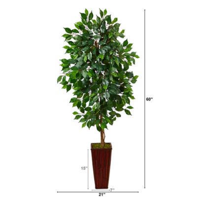 Image showing  5 ft. Artificial Ficus Tree in Bamboo Planter
