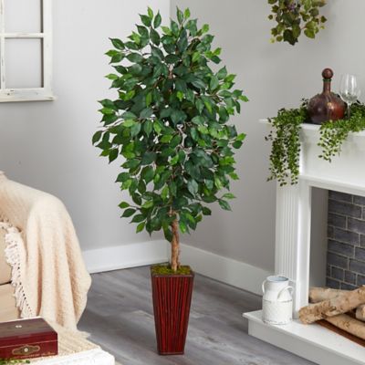 Image showing  5 ft. Artificial Ficus Tree in Bamboo Planter