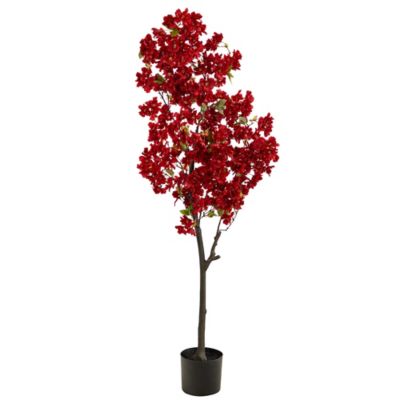 Nearly Natural 5 ft. Red Artificial Cherry Blossom Tree