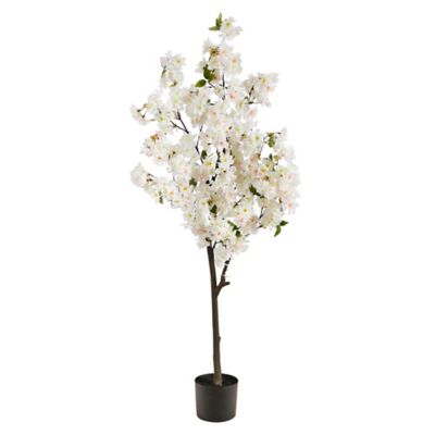 Nearly Natural 5 ft. White Artificial Cherry Blossom Tree
