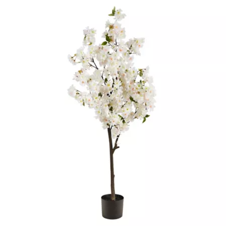 Nearly Natural 5-Foot White Artificial Cherry Blossom Tree Artificial Plants & Flowers